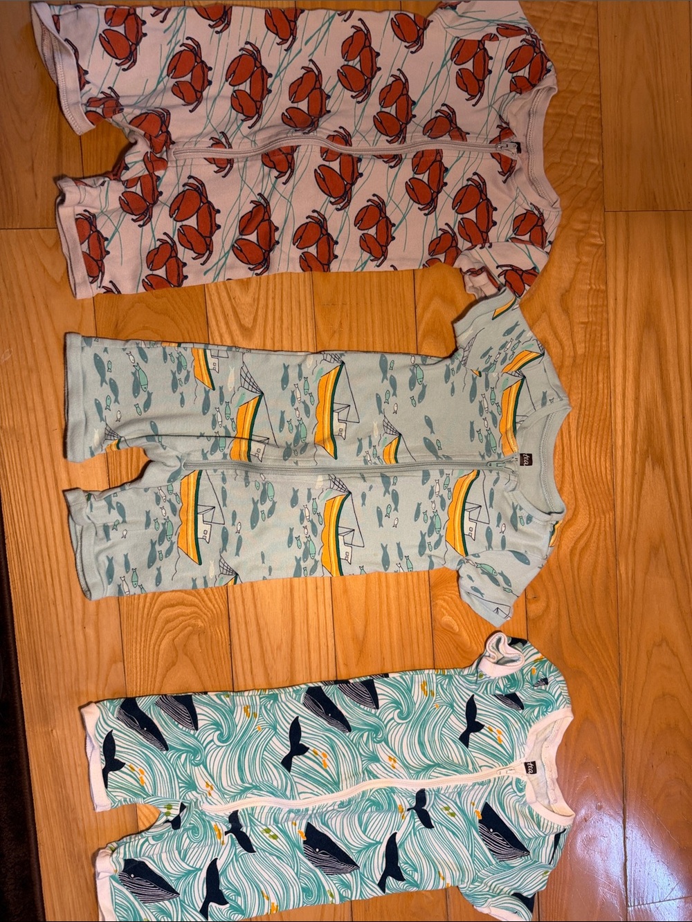Tea Collection Kids Pajamas - Blue, White, Orange, Navy Whale & Boat Prints